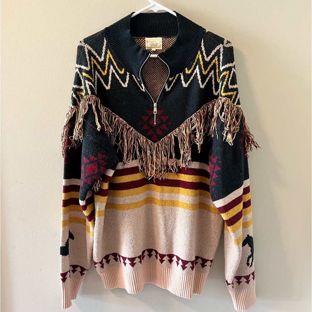 Sterling & Stitch Southwest style fringed sweater from Buckle, size L
